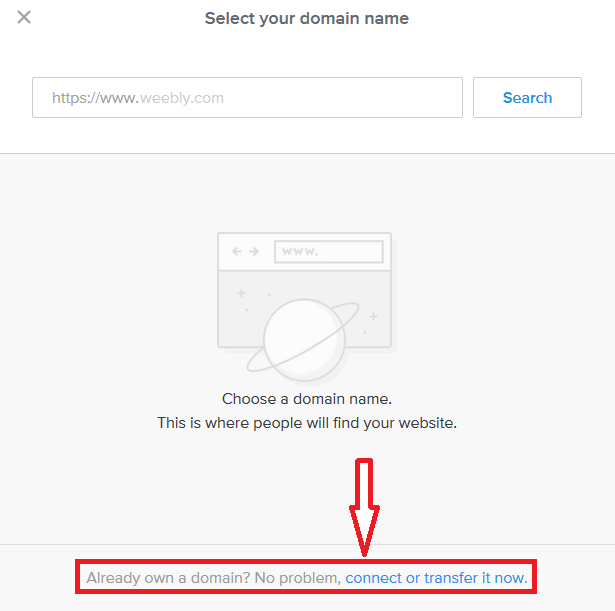 connect or transfer domain in weebly