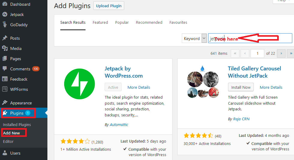 Plugin search in wordPress