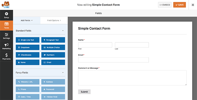 create a simple contact form