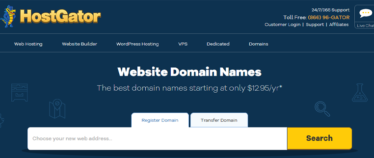 To choose domain withHostgator domain registrar