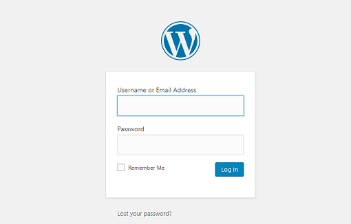 WordPress login panel