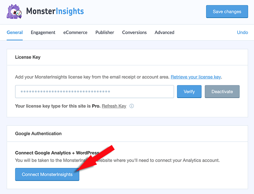 connect google analytics with wordpress in monsterinsights