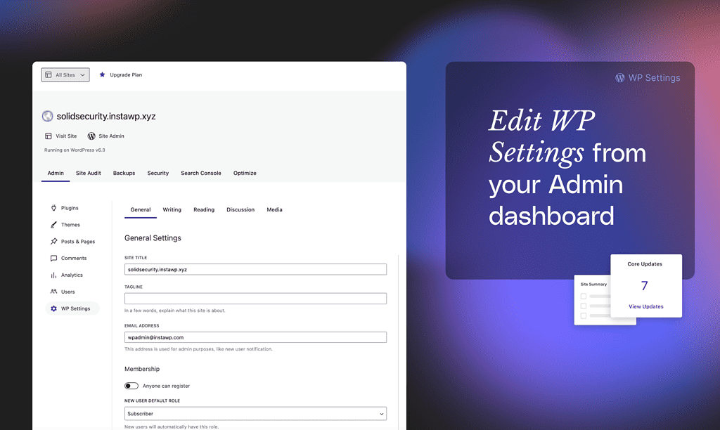 solidwp central dashboard 